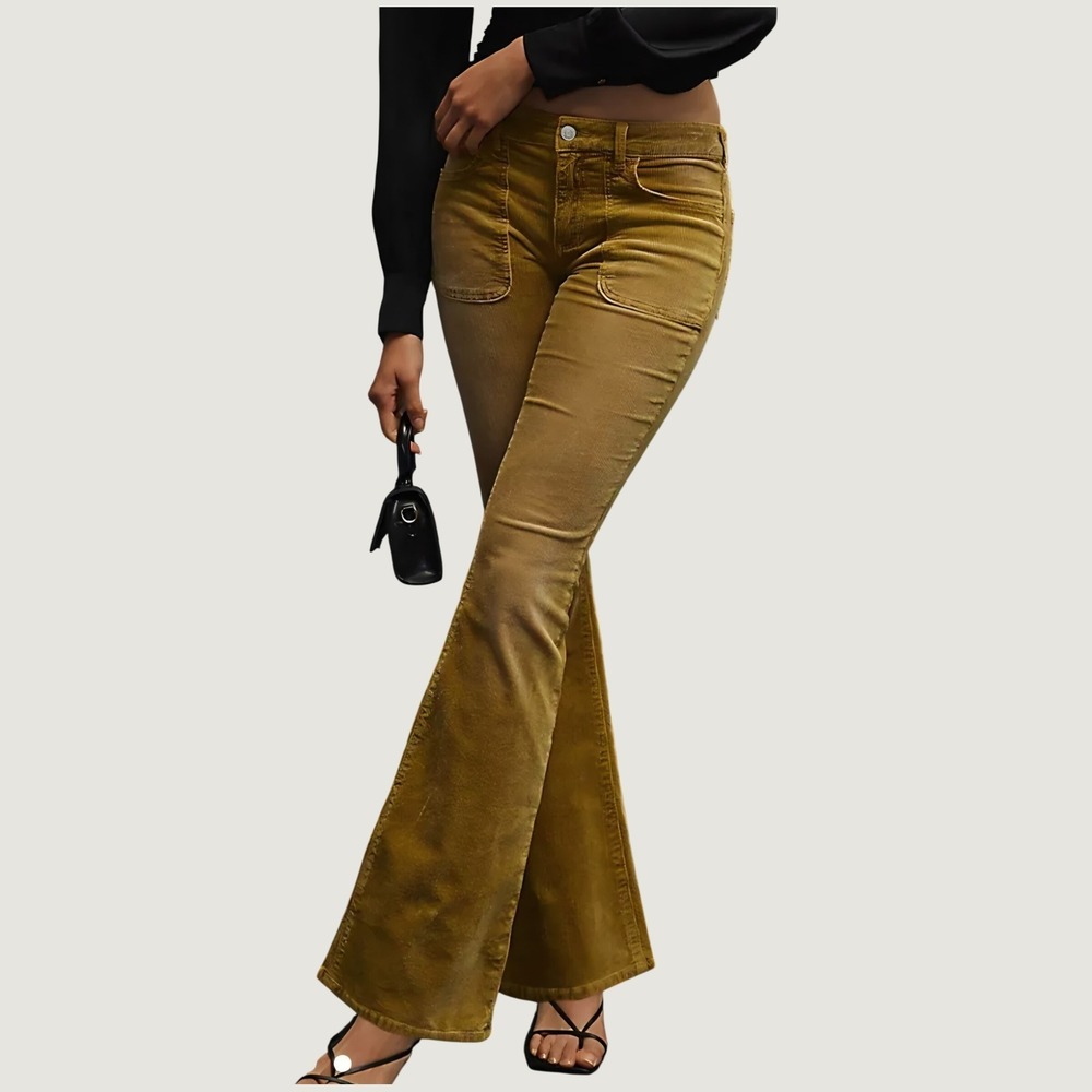 Pilcro The Icon Flare Corduroy Pants 26 Chartreuse Yellow Green New